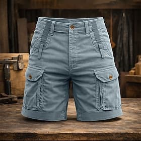 Men's Tactical Cargo Cargo Shorts Shorts Corduroy Shorts Button Up Textured Plain Knee Length Casual Outdoor Streetwear Fashion Streetwear Black Army Green Ine