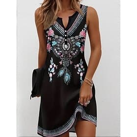 Women's Mini Dress Sundress Shift Dress Summer Dress Off The Shoulder Dress Vacation Casual Boho Daily Holiday Going out Regular Fit Graphic Tribal Sleeveless
