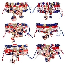 250th Anniversary USA Bracelet Casual Adults' Unisex Independence Day / the Fourth of July 4th of July Party Performance Dress Up