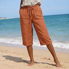 Women's Capri Pants Summer Shorts Beach Shorts Vacation Fashion Casual Daily Calf-Length High Waist Plain Drawstring Pocket Comfort Lightweight Breathable Inel