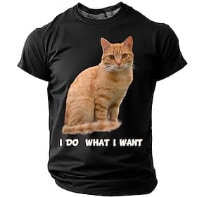 Funny Orange Tabby Cat I Do What I Want Sarcastic Humor Mens Black Graphic T Shirt Casual Tee Clothing Apparel S M L XL XXL XXXL