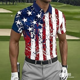 4 juillet 2026, 250e anniversaire Homme Drapeau Américain Golf Polos de Sport Manche Courte Polos Chemises à Col Occasionnel Athleisure Boutons Été Printemps B thumbnail 2
