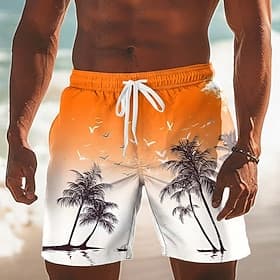 Hombre Árbol de coco Degradado de color Plantas tropicales Boxers de Natación Pantalones de Natación Pantalones de Surf Media cintura Hawaiano vacaciones en la