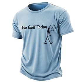 No Golf Today T Shirt Funny Stick Figure Golf Graphic Tee Washed Distressed Cotton Blend Mens Light Blue Vintage Sport Top Clothing Apparel S M L XL XXL XXXL
