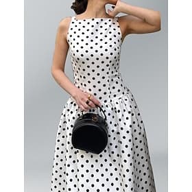 Women's Maxi Dress A Line Dress Vacation Casual Outdoor Going out Standard Fit Polka Dot Sleeveless Boat Neck White Summer Spring