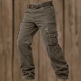 Men's Cargo Pants Cargo Trousers Trousers Work Pants Multi Pocket Flap Pocket Plain Full Length Casual Daily Outdoor Vacation Classic Loose Fit Army Green Purp