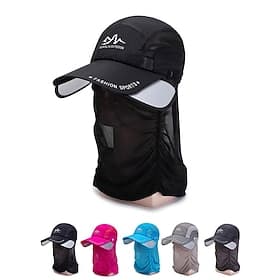 Sun Hat with Retractable Brim for Outdoor Fishing Riding Climbing, Detachable Neck Cover UV Protection Cap, Breathable Sun Protection Baseball Hat for Men and