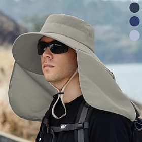 Sun Hat Fishing Hat Hiking Hat Hat Waterproof UV Sun Protection Sunscreen Summer Spring Wide Brim with Neck Flap Men's Women's Fishing Activity