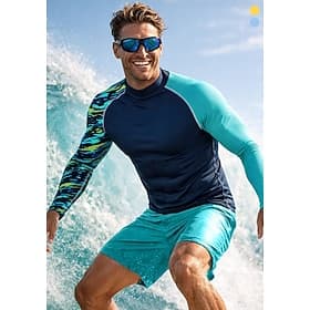 Men's Rash Guard Swim Shirt Abstract UPF50 UV Protection Quick Dry Long Sleeve Swimwear Sun Shirt Surfing Canoeing Beach Summer