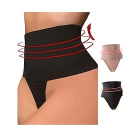 Women's Shapewear Active Casual Comfort Pure Color Patchwork Thong Daily Home Vacation Black Khaki Summer Spring Slim