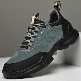 Men's Grey Athletic Sneakers, Breathable Mesh Upper, Shock-Absorbing Sole, Modern Sport Style, Suitable for Walking, Travel  Casual Wear