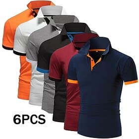 Homme Polo Chemise de golf Occasionnel Sports Classique Manche Courte Basique Couleur Unie Uni 6-Pièces Pack multiple Été Printemps Toutes saisons Coupe réguli