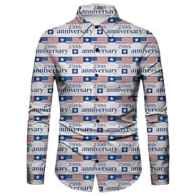 250th Anniversary USA Retro Vintage 1970s Shirt Aloha Shirt Long Sleeves Hippie Geometic Ethnic Fancy Dress Men's Masquerade 4th of July Party Independence Day