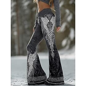 Women's VIKING Flared Pants Leggings Flare Leggings Vacation Vintage Ethnic Style Full Length High Waist Graphic Abstract 3D Print Comfort Quick Dry Breathabil