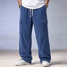 Voor heren Broek Corduroybroek Wijde broek Vrijetijdsbroek Elastische taille Recht been Effen Kleur Comfort Vochtregelerend Volledige lengte Casual Dagelijks B