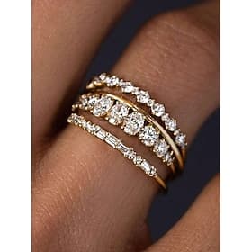 Women's Alloy Stacking Ring Set, Gold  Silver Color Cubic Zirconia Bands, Elegant Minimalist Style for Brides, Wedding Ceremonies, Engagements  Everyday Wear
