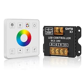 LED Light Strip Dimmer 2.4G RF Wireless Remote Control Dimmable Wall Dimmer Suitable for Single Color Dual-color RGB RGBW RGBCCT LED Strips DC5V-24V 10-50A Sin