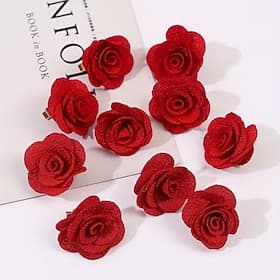 Ensemble de 20 pinces à cheveux roses en tissu rouge pour femmes, idéal pour la Saint-Valentin, les fêtes, les réunions, les mariages et le quotidien.
