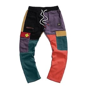Men's Cargo Pants Cargo Trousers Trousers Corduroy Pants Winter Pants Drawstring Multi Pocket Color Block Comfort Warm Casual Daily Fashion Streetwear Orange
