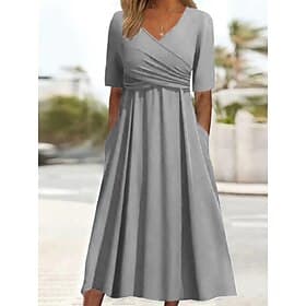 Women's Midi Dress Casual Dress Wrap Dress Elegant Fashion Modern Outdoor Vacation Going out Regular Fit Plain Short Sleeve V Neck Blue Black Red Brown Summer
