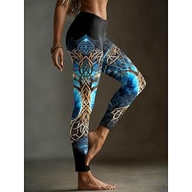 Women's Leggings Vacation Vintage Ethnic Style Full Length High Waist Graphic Abstract 3D Print Quick Dry Breathability Soft Stretchy Daily Street Athleisure B