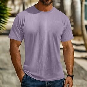 SoftFade™ Men's Cotton T Shirt Washed Shirt Tee Top Short Sleeve Crew Neck Summer Spring Solid Color Vintage Casual Distressed Vintage Style Garment Dyed Faded