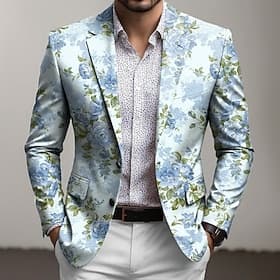 Men's Floral Print Blazer Jacket Coat Fashion Comfortable Breathable Artistic Casual Daily Formal Party Evening Wear 3D Print Buttons Multi Pocket Fall  Winter