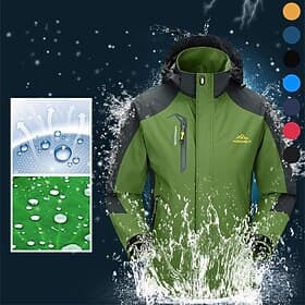 Men's Rain Jacket Outdoor Waterproof Windproof Hiking Outfits Hiking Clothes Spring Autumn / Fall Windbreaker Patchwork Dark Grey Black Yellow