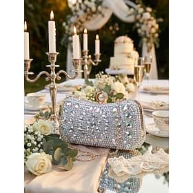 Damen Mädchen Clutch Abendtasche Clutch-Taschen Legierung 2 Stück Geldbeutelset Party / Abend Brautparty Hochzeitsfeier Glitzer Kristalle Einfarbig Geometrisch