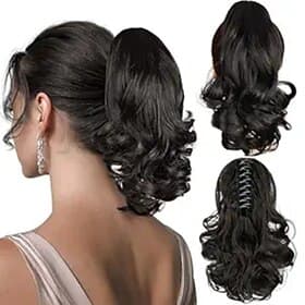 Ponytail Extension, 12 Inch Pony Tails Hair Extensions, Hold Securely, Tangle-Free,Curly Wavy Natural Looking Synthetic Claw Clip Ponytail Extension for Daily