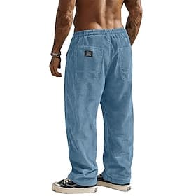 Voor heren Broek Corduroybroek Wijde broek Vrijetijdsbroek Elastische taille Recht been Effen Kleur Comfort Vochtregelerend Volledige lengte Casual Dagelijks B thumbnail 2