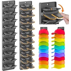 2 Packs Hat Organizer for Baseball Caps with Built-in Spring Clips - Wall Mount Closet Hat Rack Holder,Storage for Door/Closet Display Hat Racks Hanger (Strong