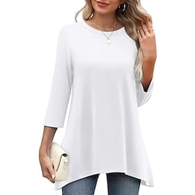 Women's Elegant Elegant Bohemia Vintage 3/4 Length Sleeve Crew Neck Round Neck Long Tops Daily Sports Coral Black White Royal Blue Summer Spring Fall