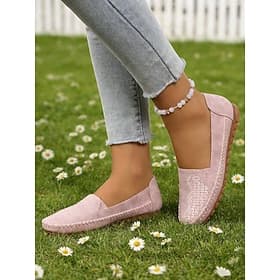 Women's Pink Slip-On Loafers – Soft Lightweight Comfort Moccasin Shoes with Cushioned Sole, Minimalist Everyday Style for Work, Travel, Walking and Daily Wear