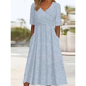 Women's Midi Dress Wrap Dress Floral Dress Fashion Modern Outdoor Vacation Going out Regular Fit Floral Short Sleeve V Neck Blue Red Royal Blue Green Summer Sp