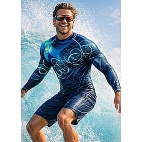 Men's Rash Guard Swim Shirt Gradient Stripes UPF50 UV Protection Quick Dry Long Sleeve Swimwear Sun Shirt Surfing Canoeing Beach Summer