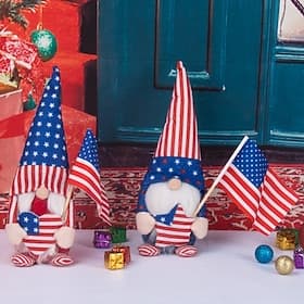 2 Pack American Independence Day Decorations, Faceless Dolls, Rudolf Dolls, Venue Setup Props