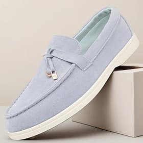 Men's Casual Slip-On Loafers, Light Grey, Soft Textile, Breathable, Comfortable, Everyday Wear, Casual Outings
