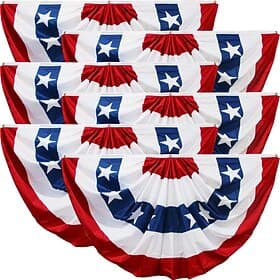 250th American Flag Bunting for Outside,USA Pleated Fan Flag 1.5x3/3x6 FT,American Bunting Flags outdoor Patriotic Decorations,Presidents Day Decorations,Red W thumbnail 2