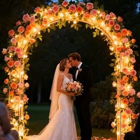 Artificial Rose Vine Garland String Lights 2m 20LED Battery Power 8 Simulated Flowers and Green Plants for  Wedding Parties Birthdays Home Bedroom Balcony and