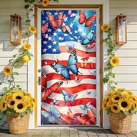 4th of July 2026 250th Memorial Day Posters Door Cover Outdoor Banners American Flag Cute 3D Party Dorm Teens Room College Dorm Guys Man Cave Frat Bedroom Shoo