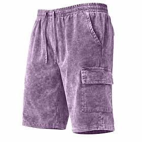 SoftFade™ Men's Shorts Casual Shorts Acid Wash Shorts Drawstring Elastic Waist Multi Pocket Solid Comfort Breathable Knee Length Daily Streetwear Vacation Fash thumbnail 2