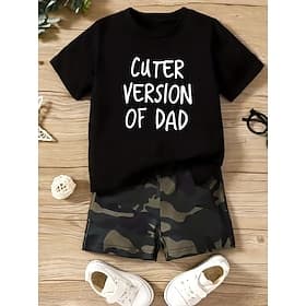 100% Cotton Kids Boys' Black Letter Print T shirt Blouse Crew Neck Short Sleeve Outdoor Dailywear Fashion Streetwear Designer Printing Summer