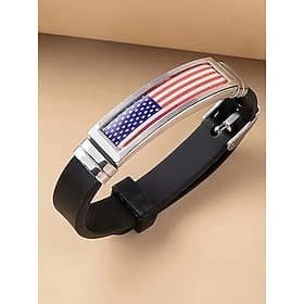 Bracelet ajustable en acier inoxydable et silicone pour hommes du 250e anniversaire des États-Unis Présentant un design de drapeau américain Idéal pour le jour