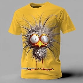 Herren Tiermotiv Lustig T Shirt Kurzarm T-Shirt 3D-Druck Rundhalsausschnitt Hemd Übertrieben Designer Party Ferien Blau Schwarz Gelb Sommer Frühling Bekleidung
