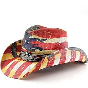 250th Anniversary USA Retro Vintage Wild West Cowboy Hat Cowgirl Hat Cowgirl Cowboy West Cowboy Fancy Dress Unisex Masquerade 4th of July Party Independence Da