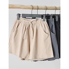 Women's Shorts Summer Shorts Beach Shorts Baggy Shorts Vacation Basic Casual Short High Waist Plain Drawstring Pocket Elastic Waistband Comfort Quick Dry Soft