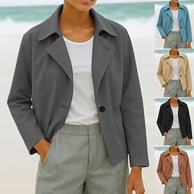 Women's Blazer Casual Jacket Comfortable Sequin Fashion Casual Plain Street Daily Wear Going out Weekend Short Peaked Lapel Regular Fit Long Sleeve Outerwear B