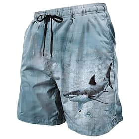 Men's Shark Sea Creatures Grunge Texture Swim Trunks Swim Shorts Board Shorts Mid Waist Retro Vintage Outdoor Vacation Dailywear Side Pockets Mesh Lining Elast