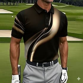 Men's Geometic Golf Sports Polo Shirts Short Sleeve Polo Shirts Collared Shirts Casual Athleisure Buttons Spring  Summer Blue Black Purple
